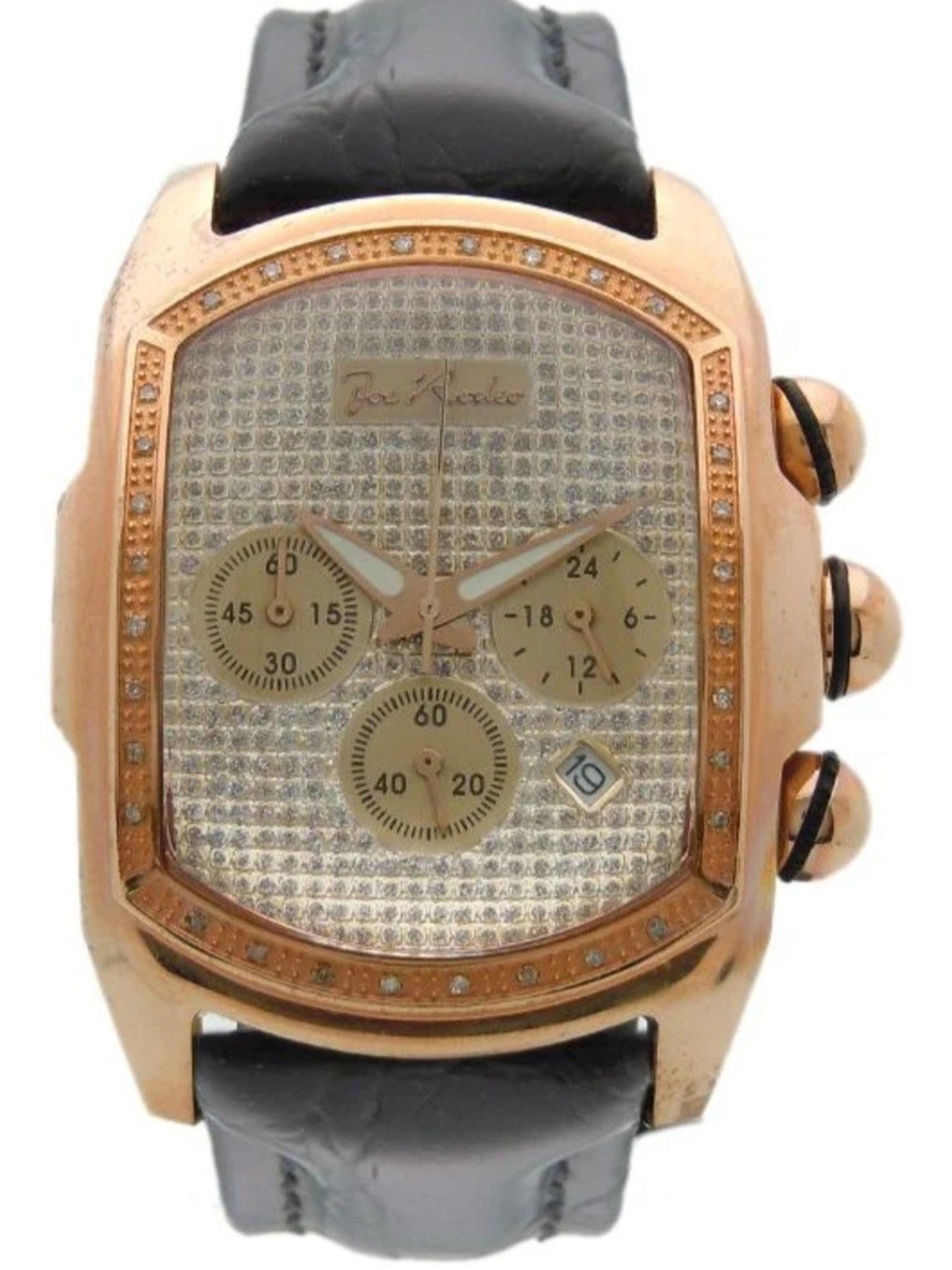 Joe Rodeo King Diamond Watch | Rare Rectangular Bubble face | Rose Gold w BOX